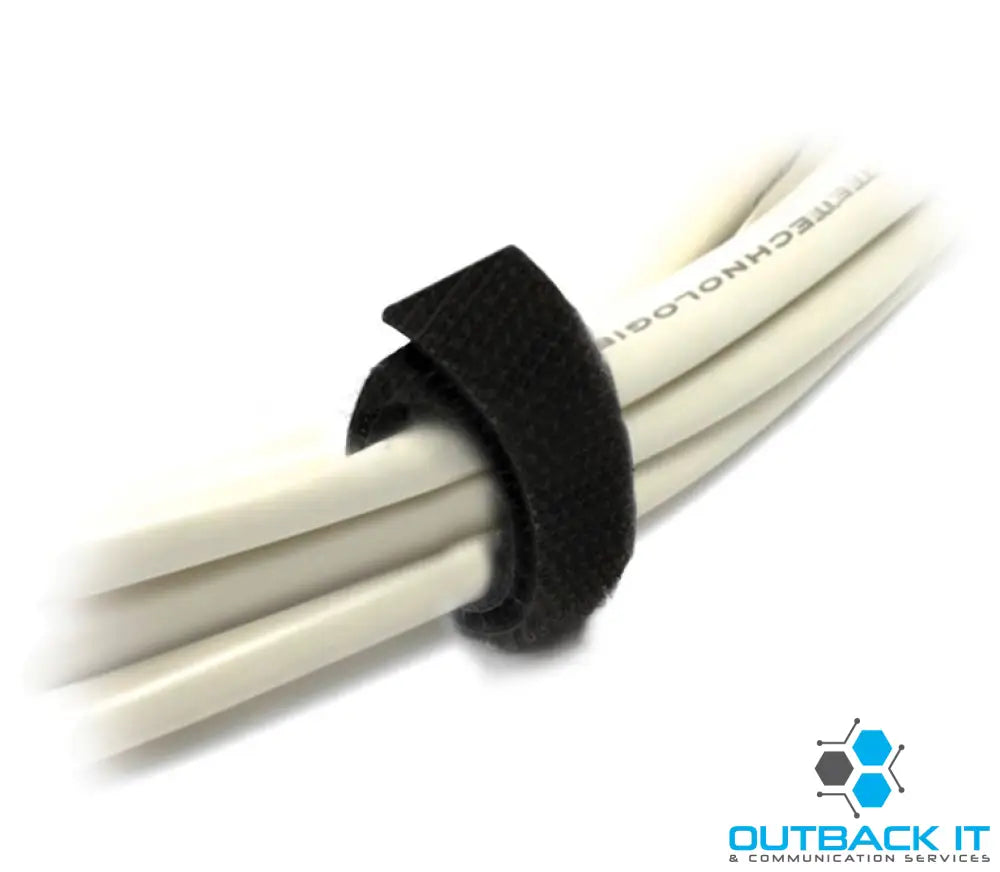 8Ware 25m x 12mm Velcro Wide Cable Tie Hook & Loop Continuous One Sided Self Adhesive Fastener Sticky Tape Roll Black