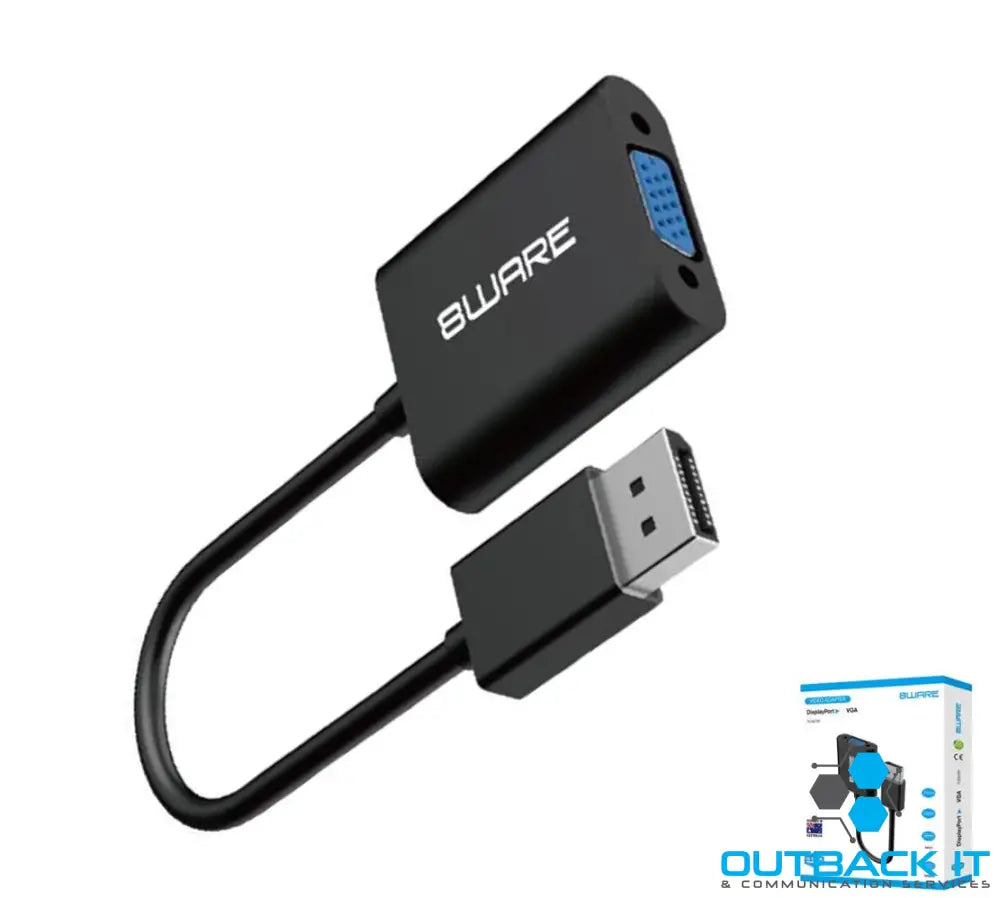 8ware DisplayPort DP to VGA Adapter Converter Cable Male to Female Retail Pack 4K Gold-Plated for Video Card PC Laptop
