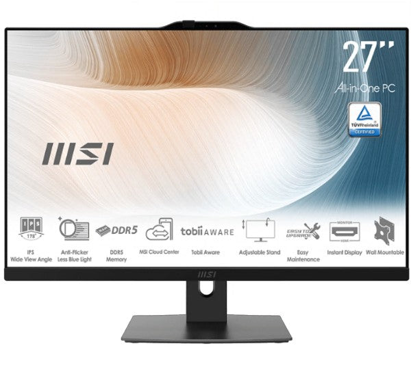 MSI Modern AM272P 1M-1219AU , Black, 27' Non-Touch, Core 5 120U/D5 64GB/1TB SSD/WiFi6/Webcam/Height Adjustable/Wired KBM/Win11Pro/3Y Onsite