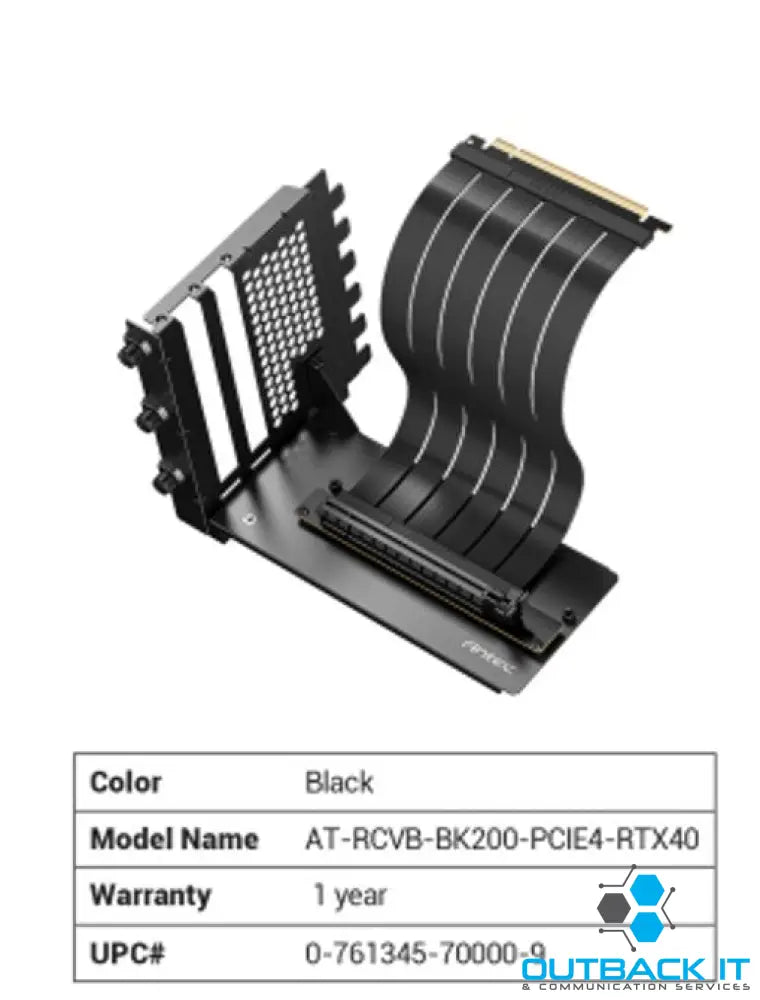 Antec Adjustable Vertical Bracket with 200mm High Performance PCI-E Riser Cable. 4090 5090 7900x. 90xx Black Universal