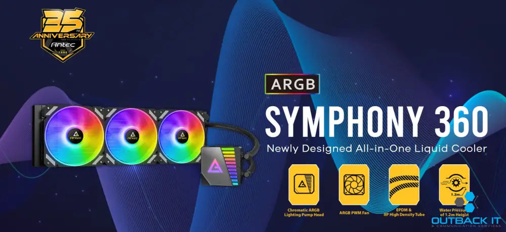Antec SYMPHONY 360mm ARGB Advanced Liquid CPU Cooler PWM LED Fan PTFE Tubing LGA 115x 1200 2011-v3 2066 AM4 AM5 3 Yrs