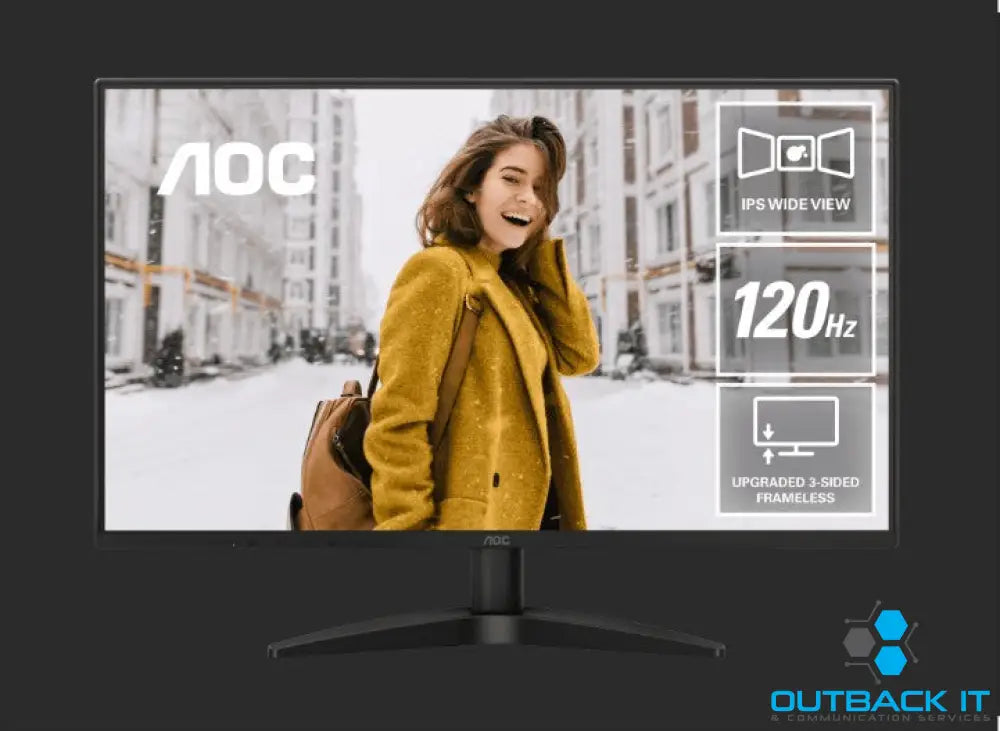 AOC 27’ 120Hz IPS 1920 × 1080 (FHD) 300 cd/m2 VGA × 1 HDMI 1.4 × 1 1ms Adaptive Sync Office and Home monitor. 2025