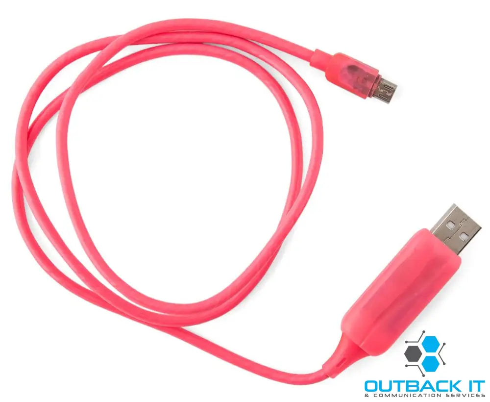 Astrotek 1m LED Light Up Visible Flowing Micro USB Charger Data Cable Pink Charging Cord for Samsung LG Android Mobile