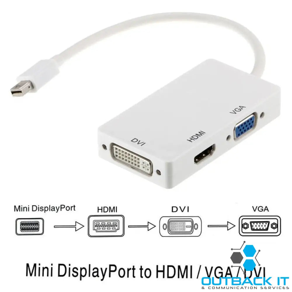 Astrotek 3 in1 Thunderbolt Mini DP DisplayPort to HDMI DVI VGA Hub Adapter Converter Cable for MacBook Air Mac Mini