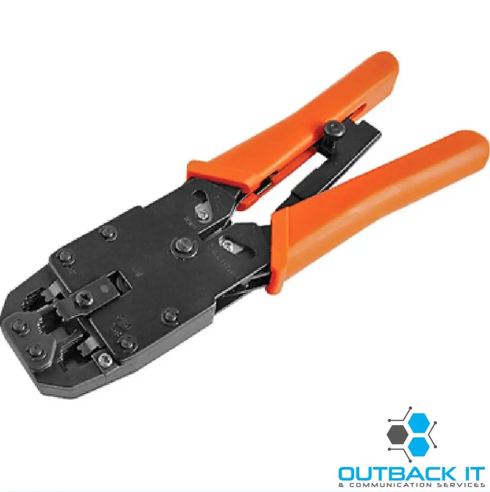 Astrotek 8 pins RJ-45 6 pins RJ-12 4 pins RJ-11 Crimper Cut Strip Crimping Tool Kit with Ratchet Orange Colour Hood