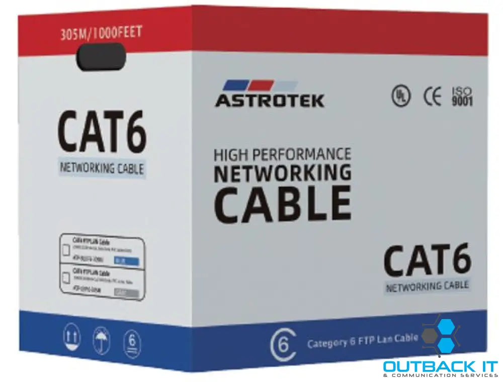 Astrotek CAT6 FTP Cable 305m Roll - Grey White Full 0.55mm Copper Solid Wire Ethernet LAN Network 23AWG 0.55cu 2x4p PVC
