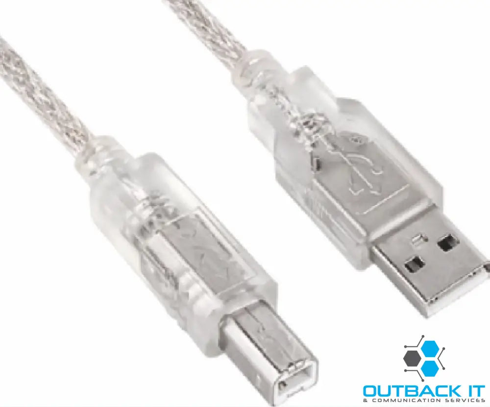 Astrotek USB 2.0 Printer Cable 2m - Type A Male to Type B Male Transparent Colour for HP Canon Epson Brother Xerox