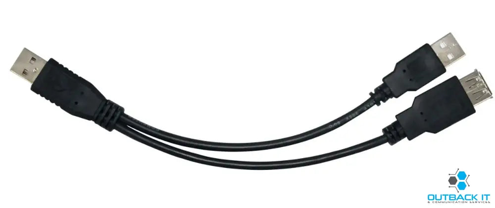 Astrotek USB 2.0 Y Splitter Cable 30cm - Type A Male to Type A Male + Type A Female Black Colour Power Adapter Hub