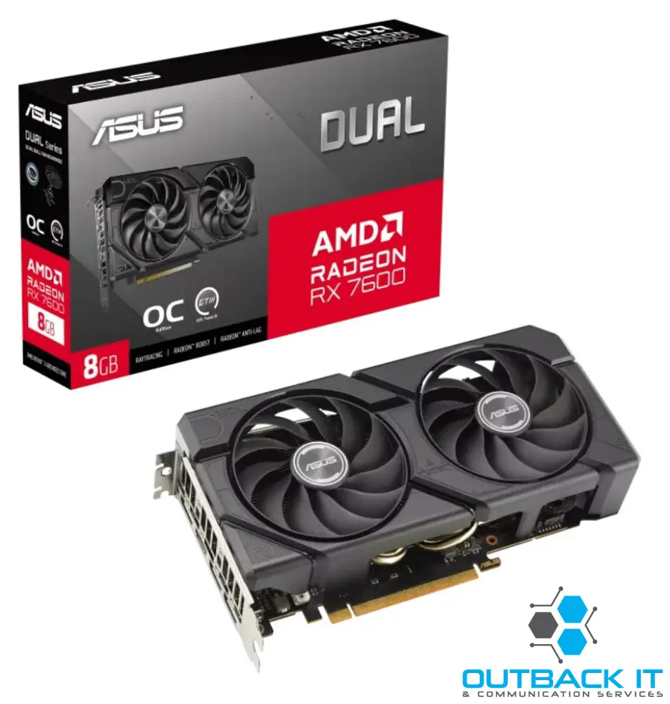 ASUS AMD Radeon DUAL-RX7600-O8G-EVO Edition 8GB GDDR6 2715 MHz (Boost Clock) VRAM 18Gbps 3x DP 1x HDMI PCI-E AMD Chipset