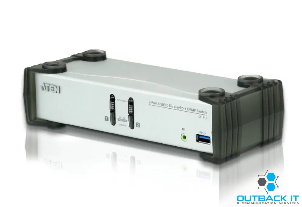 Aten Desktop KVMP Switch 2 Port Single Display DisplayPort w/ audio Cables Included 2x USB Port Selection Via Front