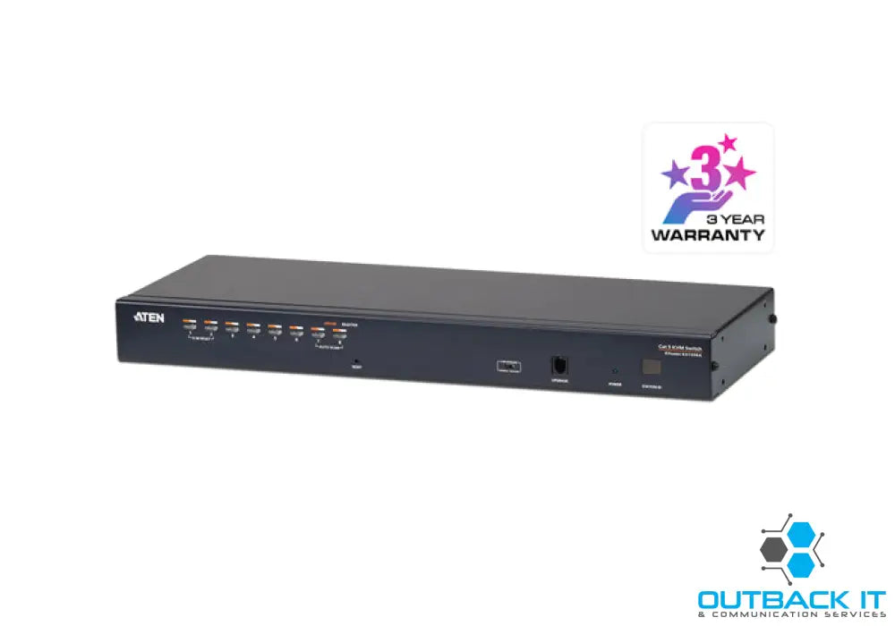 Aten Rackmount KVM Switch 1 Console 8 Port Multi-Interface Cat 5 KVM Cables NOT Included Daisy Chainable for up to 256