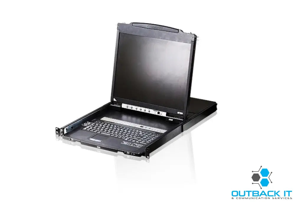 Aten Rackmount KVM Switch Dual Rail 8 Port VGA PS/2-USB w/ 19’ LCD Display 2x Custom KVM Cables Included 1280x1024@75hz