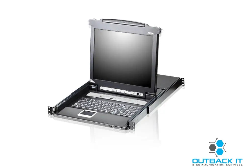 Aten Rackmount KVM Switch Single Rail 8 Port VGA PS/2-USB w/ 19’ LCD Display 2x Custom KVM Cables 1280x1024@75hz