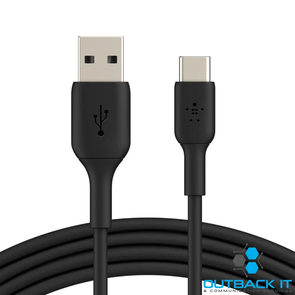 Belkin BoostCharge Braided USB-C to USB-A Cable (15cm) - Black (CAB002bt0MBK) 15W 480Mbps 30K + Bends,Samsung Galaxy