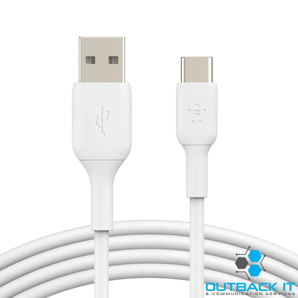 Belkin BoostCharge USB-C to USB-A Cable (2M) - White (CAB001bt2MWH) 15W 480Mbps 25K + Bends Samsung Galaxy,iPad USB-IF