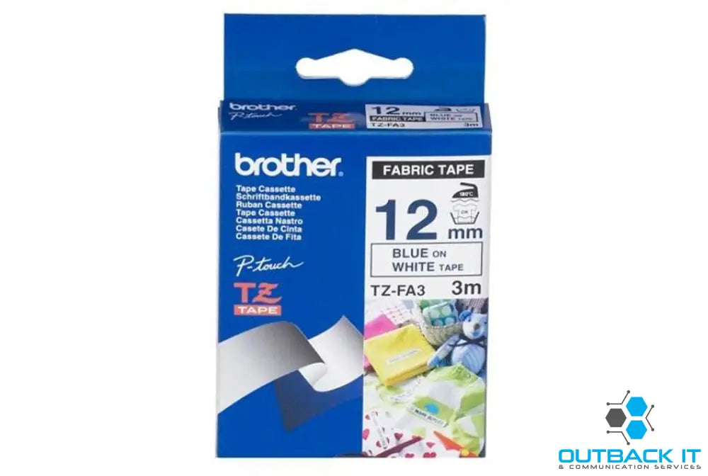 Brother 12MM Blue White Tape Fabric TZE Tape Brother - LABELLERS