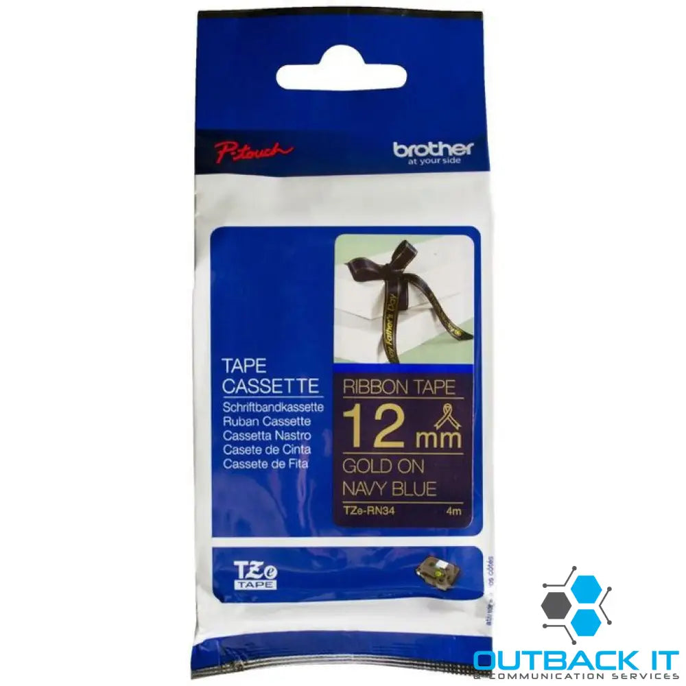 Brother 12mm X 4mm Gold on Navy Blue Ribbon Brother - LABELLERS