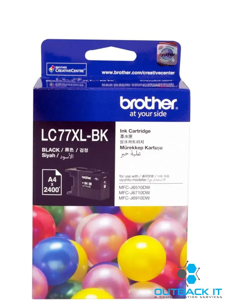 Brother LC-77XLBK Black Super High Yield Ink Cartridge- MFC-J6510DW/J6710DW/J6910DW/J5910DW - up to 2400 pages Brother