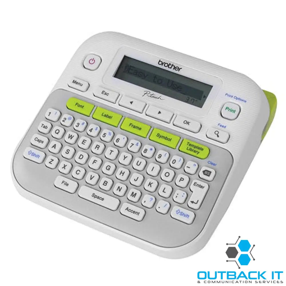 Brother PT-D210 GRAY/WHITE ACCENT GREEN DESKTOP LABELLER - 3.5-12MM TZE TAPE MODEL 3 years Warranty Brother - LABELLERS