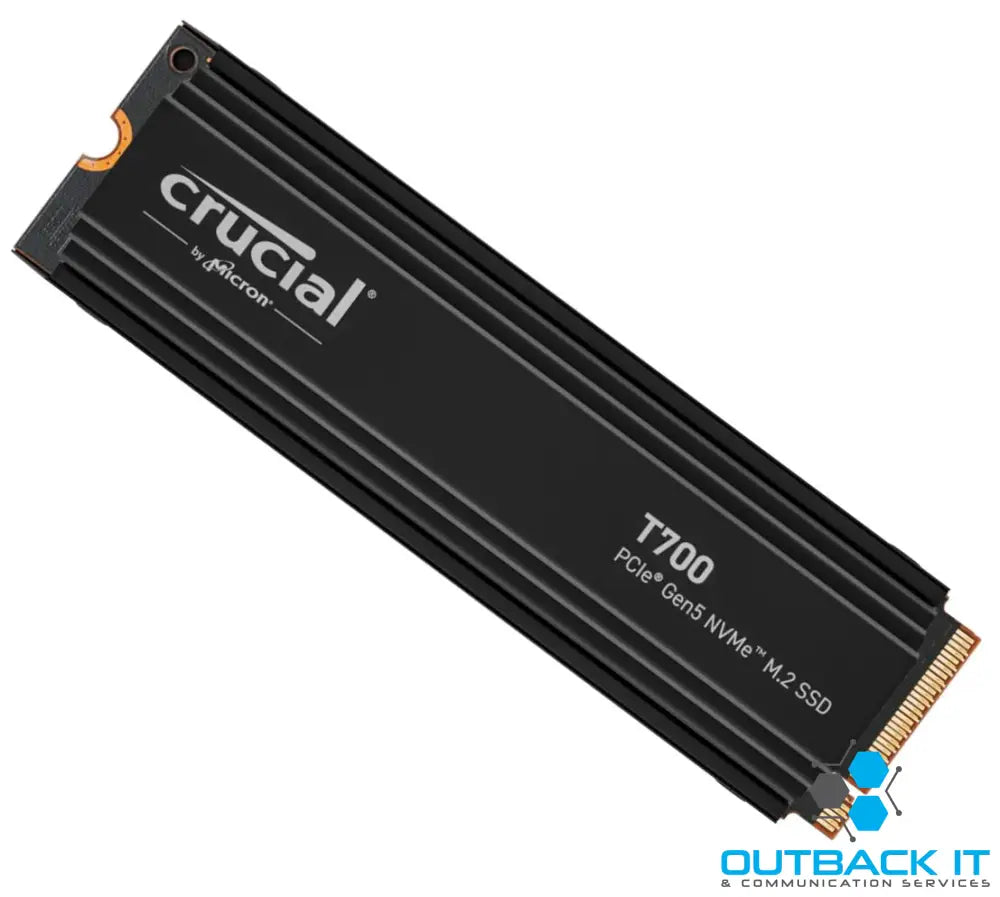 Crucial T700 2TB Gen5 NVMe SSD Heatsink - 12400/11800MB/s R/W 1200TBW 1500K IOPs 1.5M hrs MTTF with DirectStorage for