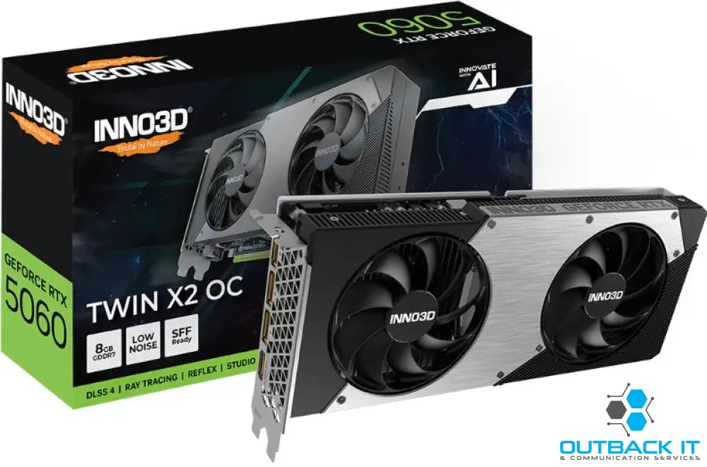 INNO3D nVidia GeForce RTX 5060 TWIN X2 OC 8GB GDDR7 2527MHz Boost Clock RAM 28Gbps 3xDP 1xHDMI PCI-E nVidia Chipset