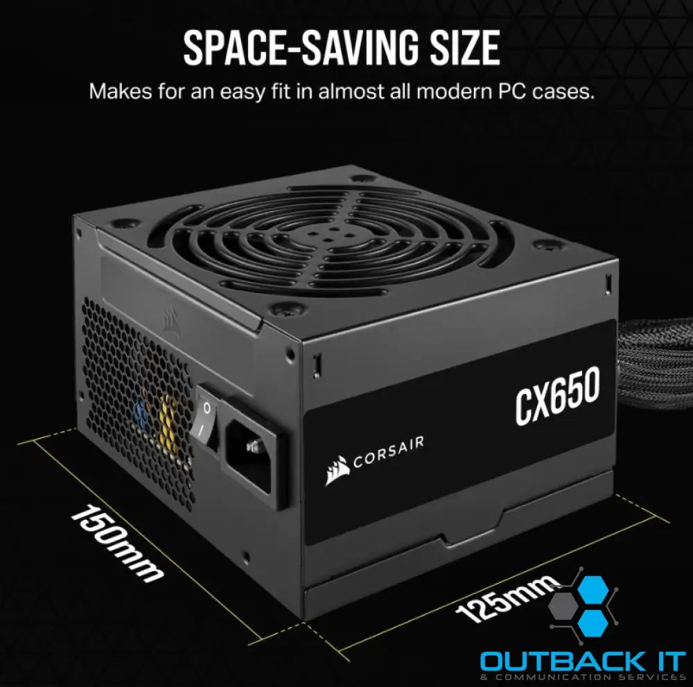 (LS)Corsair CX650 650W 80 PLUS Bronze Certified Up to 88% Efficiency Compact 125mm design easy fit and airflow ATX PSU