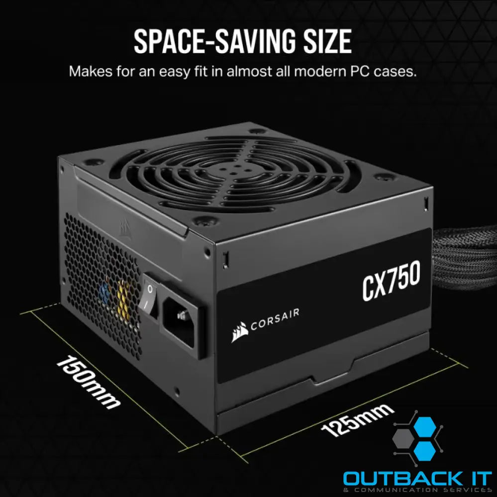 (LS)Corsair CX750 750W 80 PLUS Bronze Certified Up to 88% Efficiency Compact 125mm design easy fit and airflow ATX PSU
