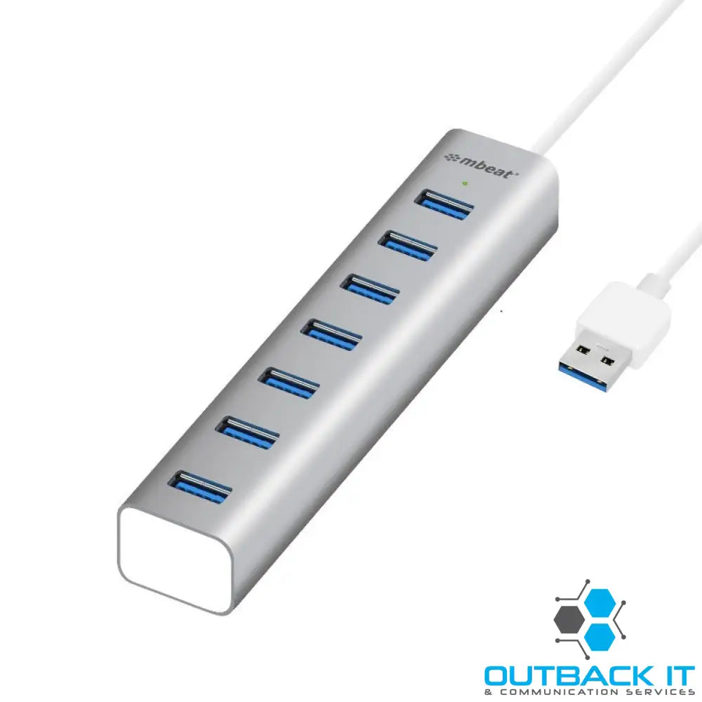 mbeat® 7-Port USB 3.0 Powered Hub - USB 2.0/1.1/Aluminium Slim Design Hub with Fast Data Speeds (5Gbps) Power Delivery