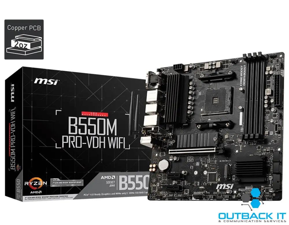 MSI B550M PRO-VDH WIFI AM4 MATX MB 4xDDR4 3xPCIE 2xM.2 HDMI VGA DP RAID LAN 4xSATAIII 5xUSB3.2 6xUSB2.0 AMD Socket AM4