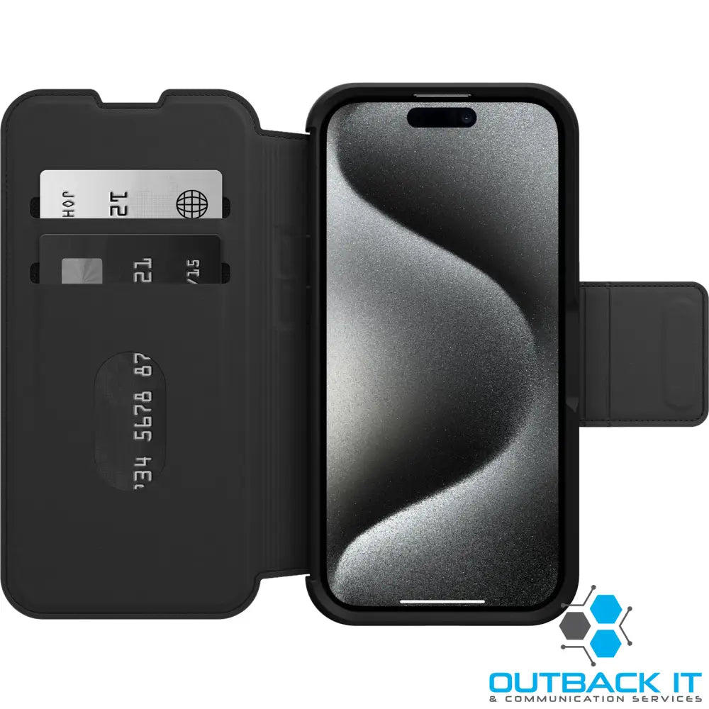 OtterBox Strada MagSafe Apple iPhone 15 Pro (6.1’) Case Shadow (Black) - (77-93560) DROP + 3X Military Standard Leather