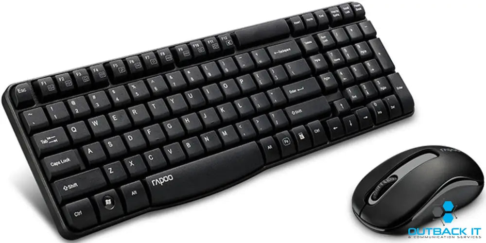 RAPOO X1800S 2.4GHz Wireless Optical Keyboard Mouse Combo Black - 1000DPI Nano Receiver 12m Battery (Black) Wireless