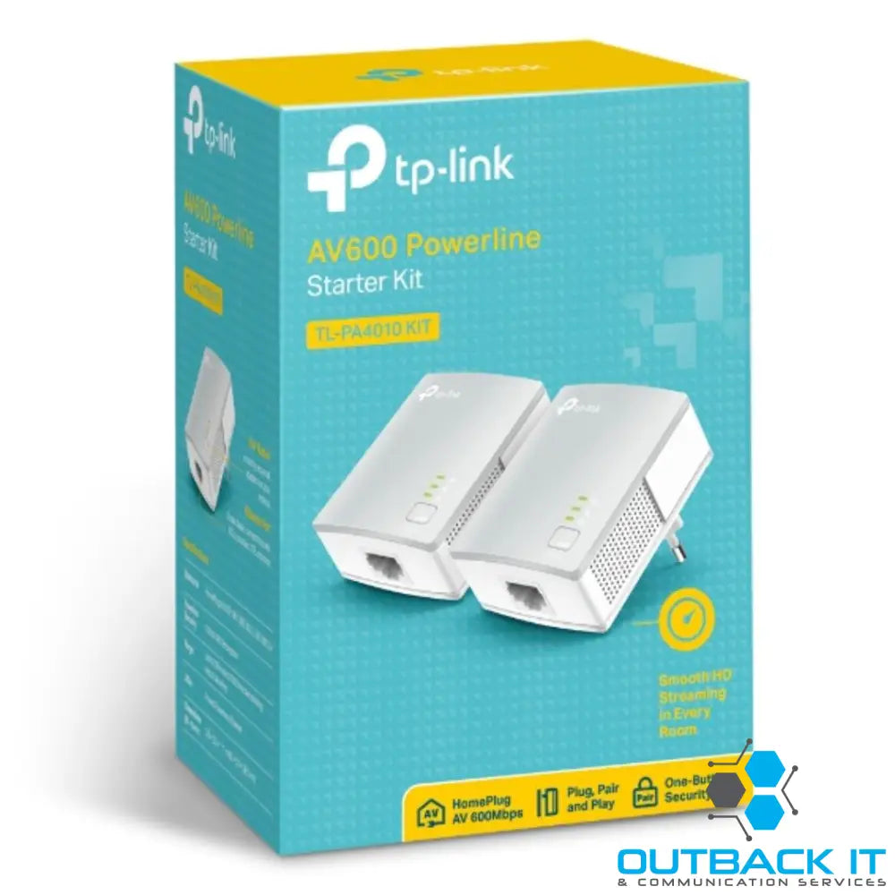 TP-Link TL-PA4010 KIT AV600 Powerline Ethernet Adapter Starter Kit 600Mbps HomePlug AV 1xLAN Port 300m Range Plug &