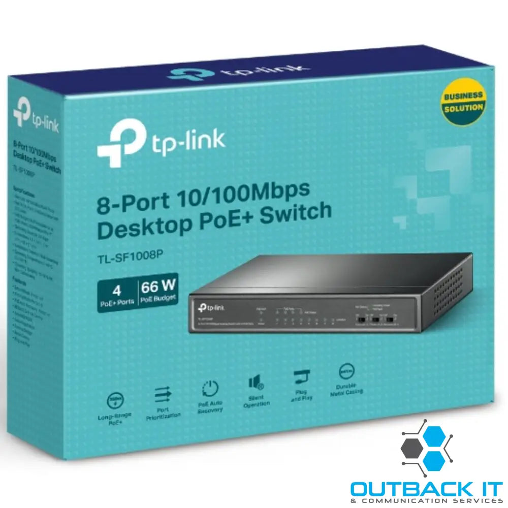 TP-Link TL-SF1008P 8-Port 10/100Mbps Desktop Unmanaged Switch 4-Port PoE 57W IEEE 802.3af Fanless Network Switches