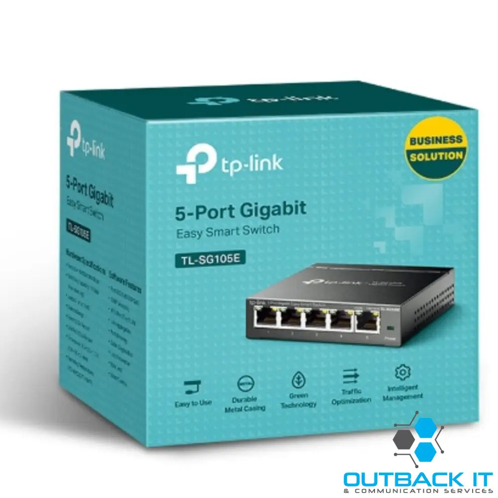 TP-Link TL-SG105E 5-Port Gigabit Desktop Easy Smart Switch 5 10/100/1000Mbps RJ45 Ports MTU/Port/Tag-based VLAN QoS