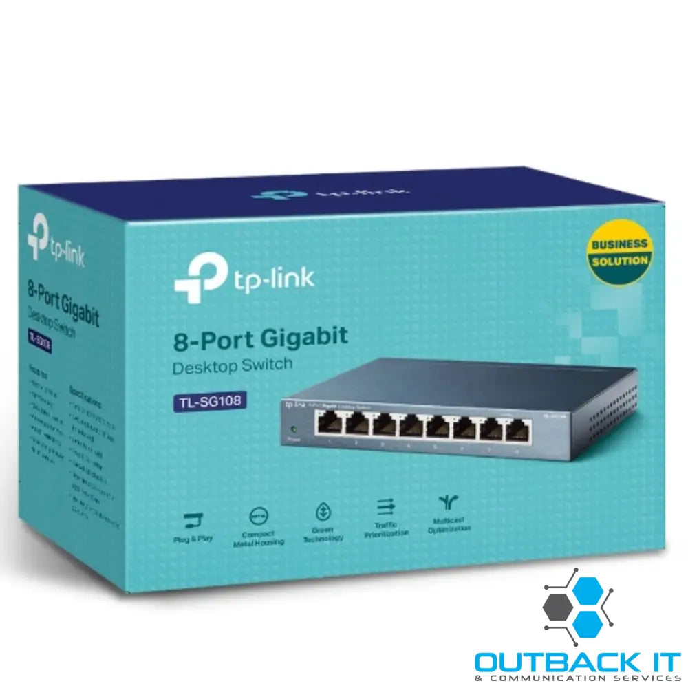 TP-Link TL-SG108 8-Port Gigabit Desktop Switch Steel Case Fanless 11.9Mpps Support 802.1p/DSCP QoS1 and IGMP Snooping