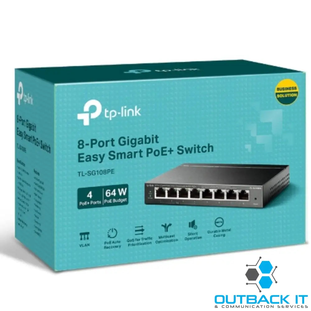 TP-Link TL-SG108PE 8-Port Gigabit Easy Smart Switch with 4-Port PoE 55W IEEE 802.3af Fanless VLAN Features Network