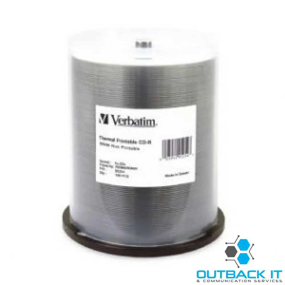 Verbatim CD-R 700MB 100Pk White Wide Thermal 52x - 95254 CDR/RW Media