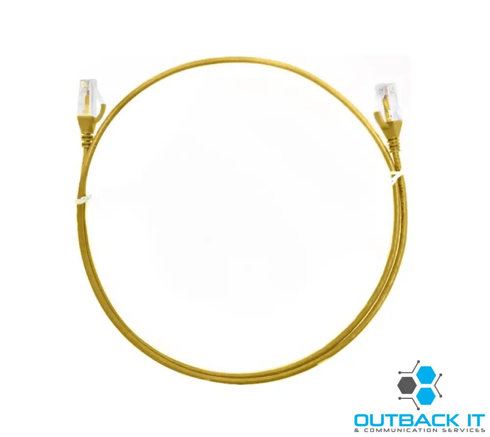 8ware CAT6 Ultra Thin Slim Cable 0.25m / 25cm - Yellow Color Premium RJ45 Ethernet Network LAN UTP Patch Cord 26AWG for