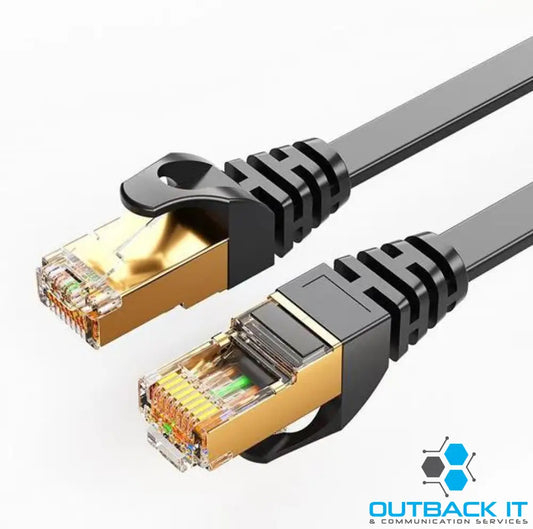 8Ware CAT7 Cable 1m - Black Color RJ45 Ethernet Network LAN UTP Patch Cord Snagless Flat cable Network Cables