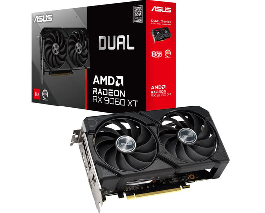 ASUS AMD Radeon Dual RX9060XT 8G GDDR6 20 Gbps 128-bit 2.5 Slot 202 x 120 x 49mm