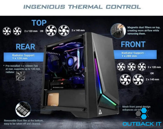 Antec DP301M mATX ARGB Front LED Tempered Glass Up to 6x 120mm Fans preinstalled 1x 120mm Fan CPU 160mm GPU 360m PSU