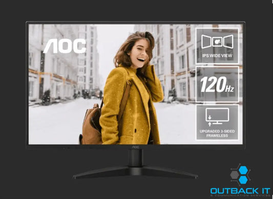 AOC 27’ 120Hz IPS 1920 × 1080 (FHD) 300 cd/m2 VGA × 1 HDMI 1.4 × 1 1ms Adaptive Sync Office and Home monitor. 2025