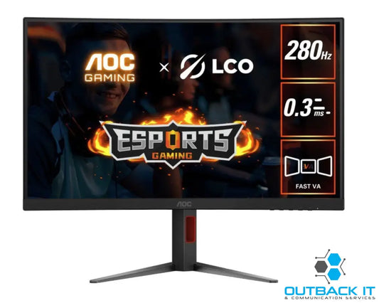 AOC 27’ Curved 0.3ms 280Hz,1920 × 1080 (FHD) Adaptive Sync HDR10 HDMI 2.0 × 1,DisplayPort 1.4 × 1 Height Adjust Gaming