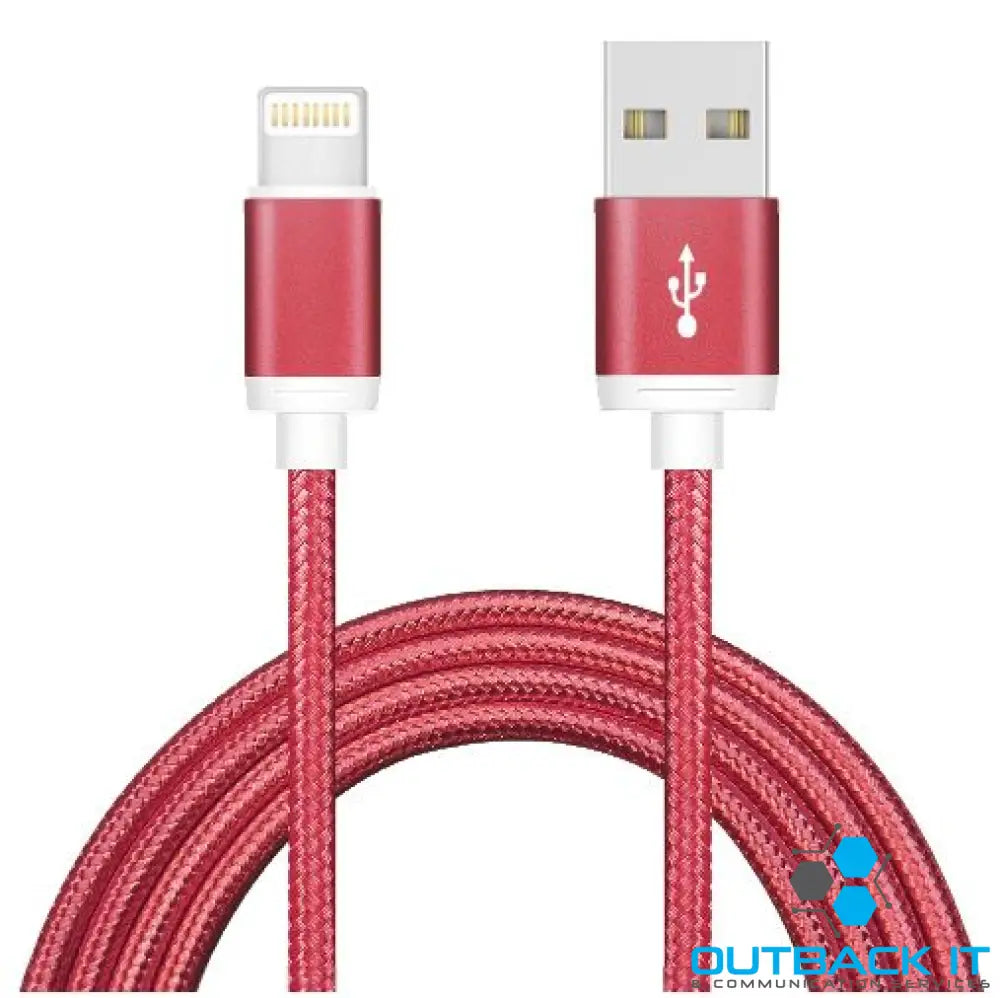Astrotek 1m USB Lightning Data Sync Charger Red Color Cable for iPhone X 9 8 7S 7 Plus 6S 6 Plus 5 5S iPad Air Mini