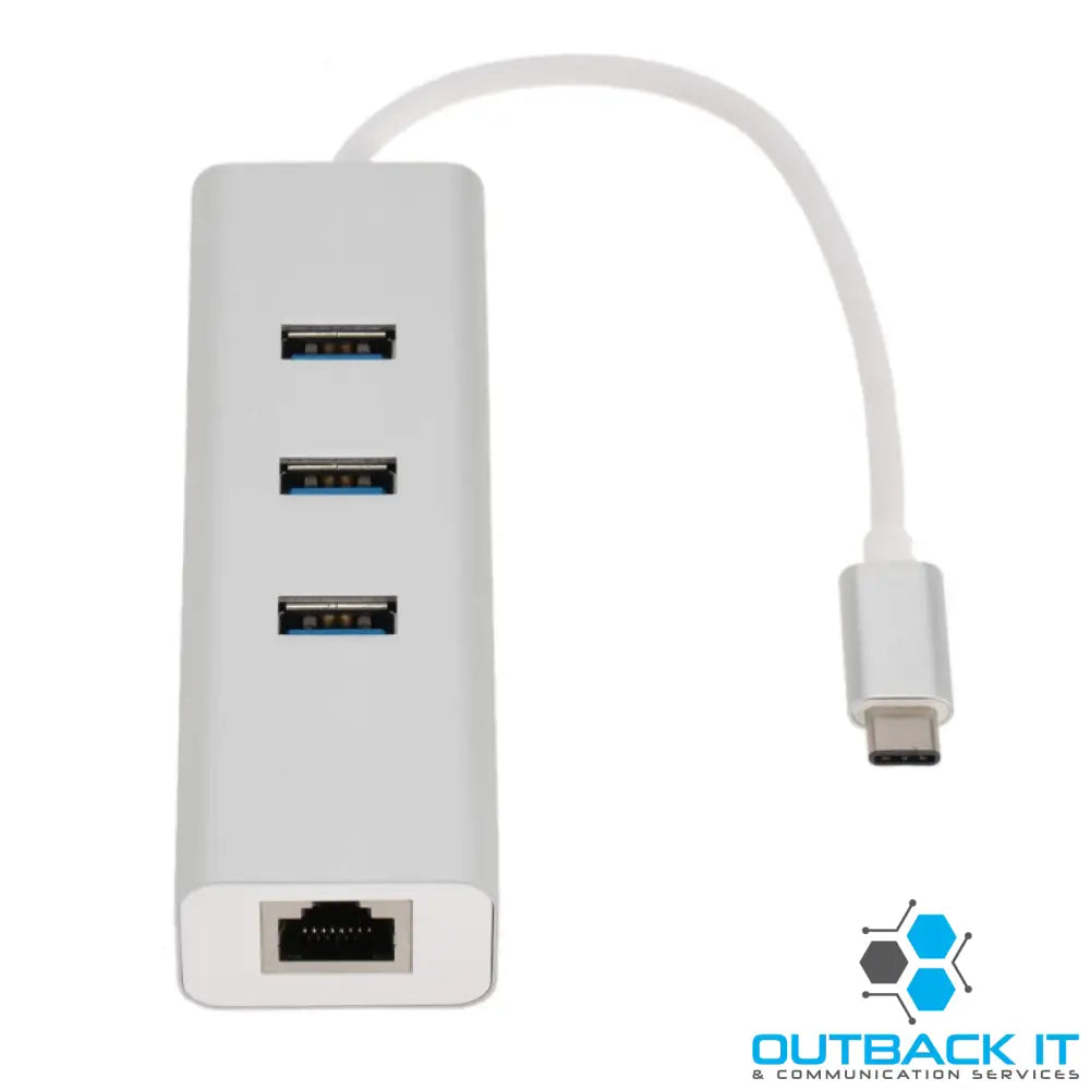 Astrotek USB-C to LAN + 3 Ports USB3.0 Hub Gigabit RJ45 Ethernet Network Adapter Converter 15cm for iPad Pro Macbook