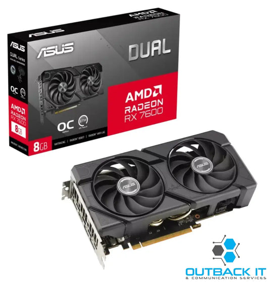 ASUS AMD Radeon DUAL-RX7600-O8G-EVO Edition 8GB GDDR6 2715 MHz (Boost Clock) VRAM 18Gbps 3x DP 1x HDMI PCI-E AMD Chipset