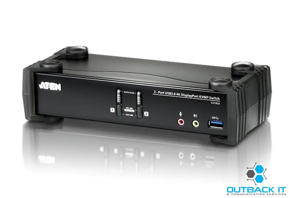Aten Desktop KVMP Switch 2 Port Single Display 4k DisplayPort w/ audio Cables Included 2x USB Port Selection Via Front