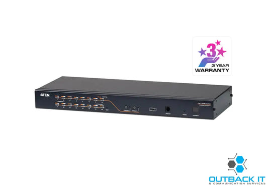 Aten Rackmount KVM Switch 2 Console 16 Port Multi-Interface Cat 5 KVM Cables NOT Included Daisy Chainable for up to 256