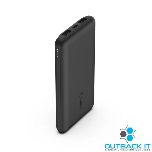 Belkin BoostCharge 10k mAh Power Bank (3 Port)- Black (BPB011BTBK),2xUSB-A (12W) 1xUSB-C (15W) USB-C to USB-A Cable LED