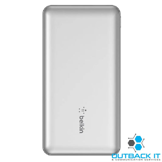 Belkin BoostCharge 10k mAh Power Bank (3 Port) - Silver (BPB011btSL),2xUSB-A (12W) 1xUSB-C (15W) USB-C to USB-A